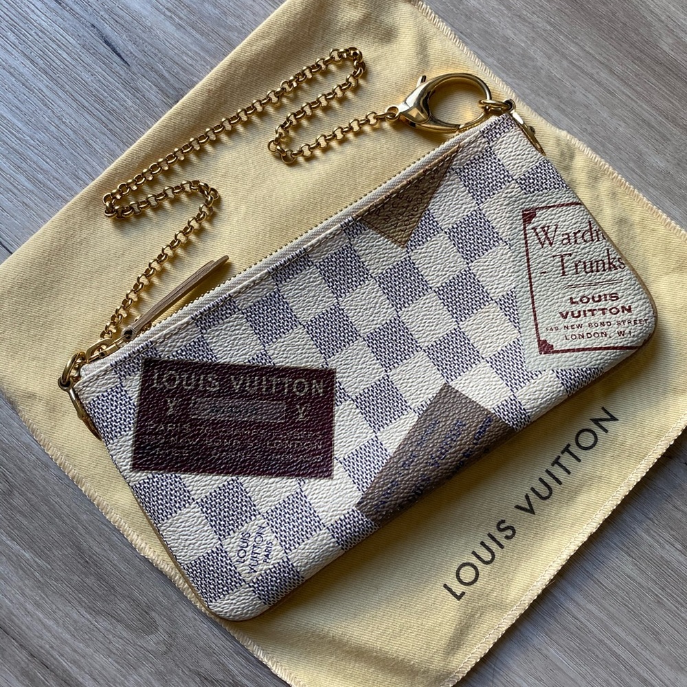 LOUIS VUITTON Limited Damier Azur Canvas Complice Milla Pochette MM chain Bag